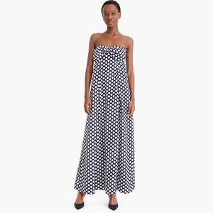 J.Crew Silk Polka Dot Strapless Maxi Dress